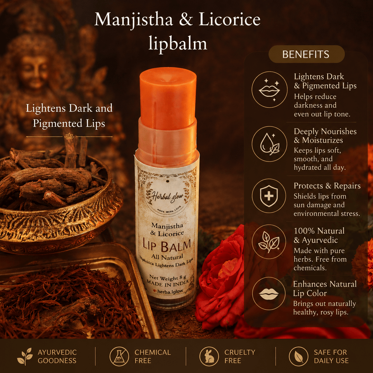 Manjistha And Licorice Lip Balm - Herbtheroryorganics