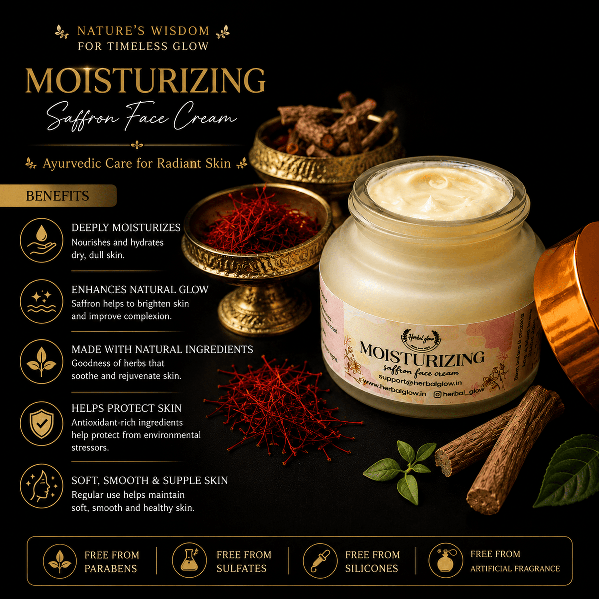 Moisturizing Saffron Face Cream 50g - Herbtheroryorganics